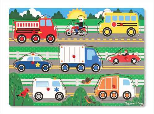 Melissa and Doug Vehicles Wooden Peg Puzzle 8 Pieces