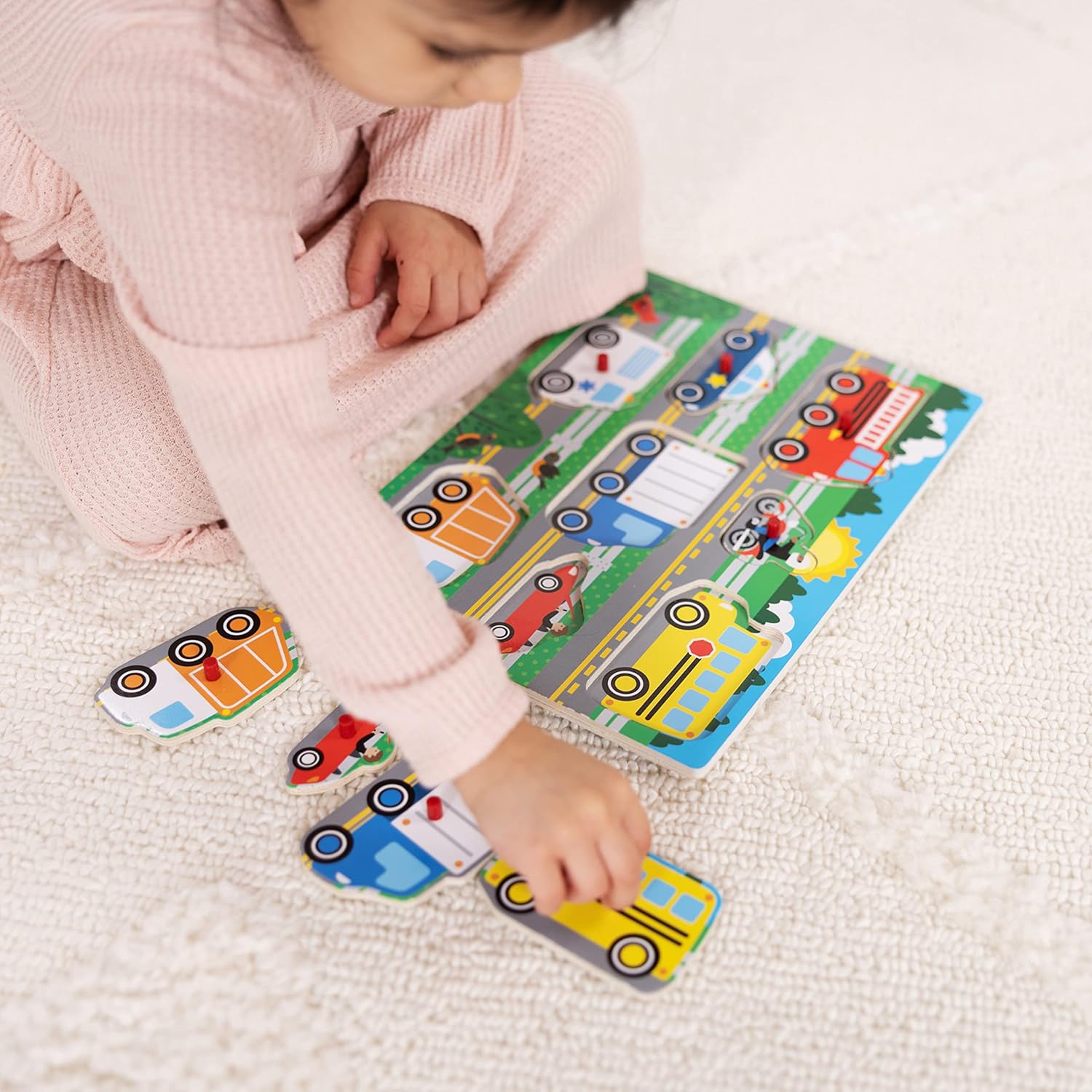 Melissa and Doug Vehicles Wooden Peg Puzzle 8 Pieces